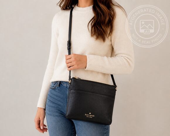 kate spade Handbags - Kate Spade New York Black Leather Crossbody Shoulder Bag Zip‎ Top Purse